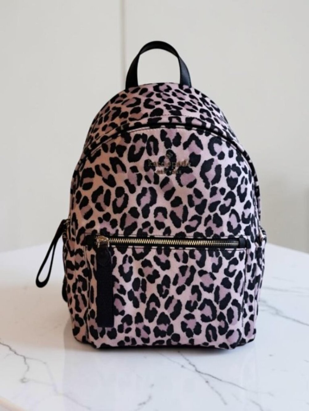Kate Spade leopard violet Chelsea medium Backpack NWT